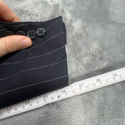 Samuel Windsor Mens Pinstripe Wool Suit 40R W36 Navy Stripe Classic Fit