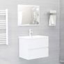 Sink Cabinet with Built-in Basin High Gloss White Chipboard Image 3
