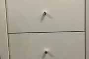 White IKEA Kallax Insert with 2 Drawers &amp; Silver Knobs