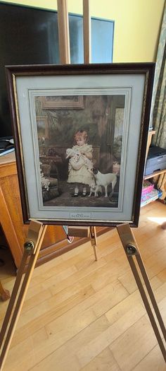 Vintage Framed Print - Puppy Love - by Charles Burton Barber (1836-1893) Made in England