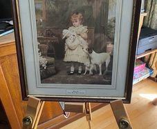Vintage Framed Print - Puppy Love - by Charles Burton Barber (1836-1893) Made in England