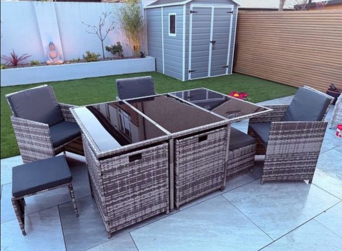 Rattan Outdoor Dining Table and Chairs (10 Seater)