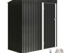Garden Shed 1.37 m 163x90x179 cm with Latch Door and Ventilation Slots, Dark Gray