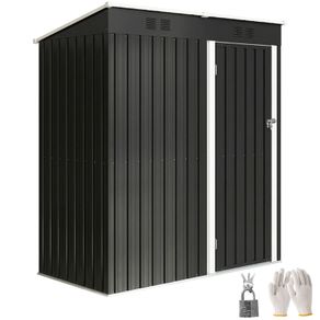 Garden Shed 1.37 m 163x90x179 cm with Latch Door and Ventilation Slots, Dark Gray