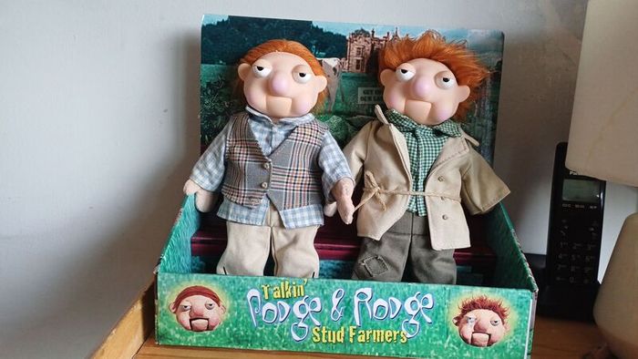 Toys. Vintage talking PODGE AND RODGE Talking Stud Farmers.
