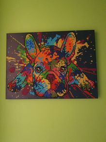 Completed diamond art French bulldog picture