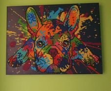 Completed diamond art French bulldog picture