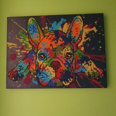 Completed diamond art French bulldog picture