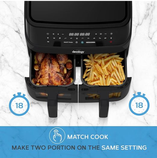 Devology Double Air Fryer 9L