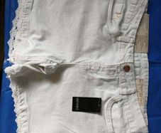 ESMARA Ladies denim shorts. NEW White with lace 38 (10 uk)