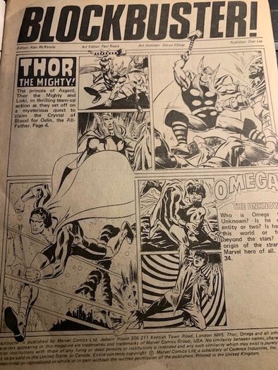 Thor - Blockbuster Marvel Winter Special UK Weekly Comics Nov 1980