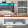 King Size Bed Frame 150x200 with Storage Upholstered Bed Frame with LED Lights & Charging Station Upholstered Storage Headboard/Under Bed Storage/Noise Free (King-150x200cm) Image 6