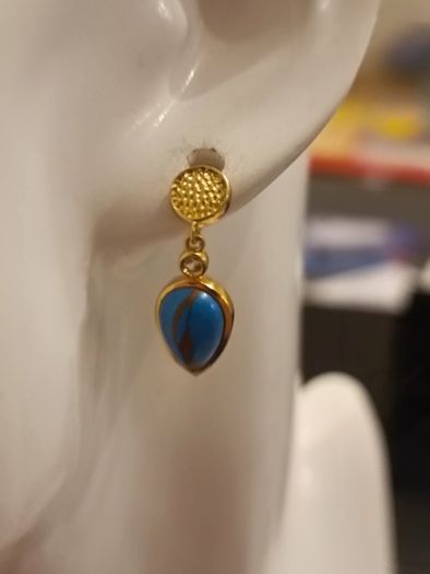 Gold Plated Sterling Silver Turquoise Drop Earrings