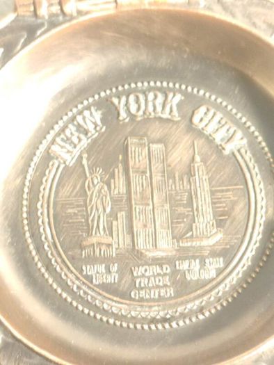 New York City Ashtray Statue of Liberty, World Trade Center, Empire State metal and copper effect could used as wall hanging decor. is 6 inches