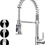 NEW SALE | Kitchen Sink Mixer Tap with 360 Degree Swivel Pull Down Sprayer Commercial Single Handle Tap Cold and Hot 3-Modes Spray with Standard Fittings Chrome Image 3