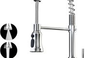 NEW SALE | Kitchen Sink Mixer Tap with 360 Degree Swivel Pull Down Sprayer Commercial Single Handle Tap Cold and Hot 3-Modes Spray with Standard Fittings Chrome