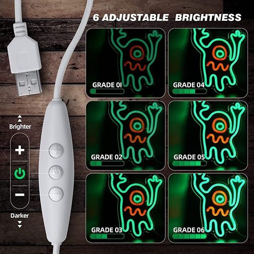 Dimmable Ghost Neon Sign, Haunted House Ghost Neon Light Acrylic Plate Powered by USB with Switch, 28x24cm LED Green Wall Light for Kid Bedroom Children Living Room Bar Party Decoration (FREE POSTAGE)