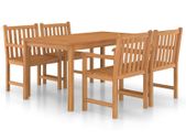 5 Piece Garden Dining Set Solid Teak Wood
