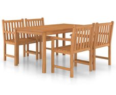 5 Piece Garden Dining Set Solid Teak Wood