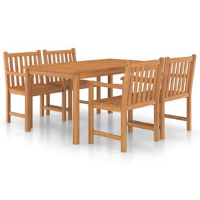 5 Piece Garden Dining Set Solid Teak Wood