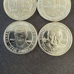 Sainsbury's Makers of the Millennium Tokens x4 - Churchill, Live Aid, Owens, Bell
