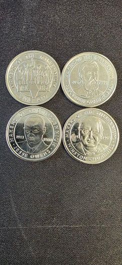 Sainsbury's Makers of the Millennium Tokens x4 - Churchill, Live Aid, Owens, Bell