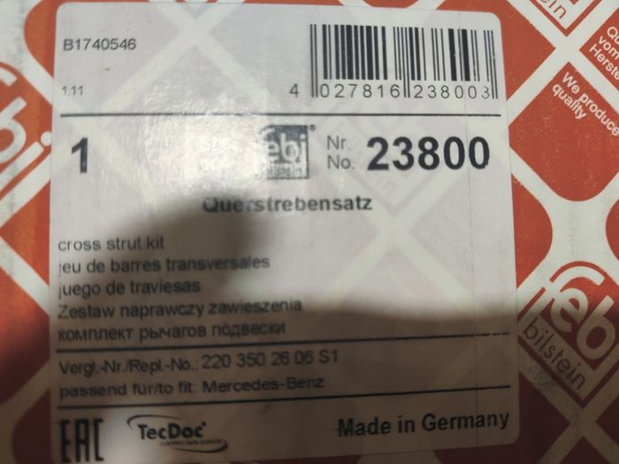 Mercedes Rear Axle Suspension Control Arm Kit Febi Bilstein