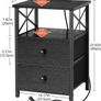 Bedside Table Set of 2, Side Table with Charging Station and Led Lights Image 7