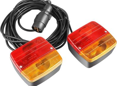 Magnetic 12V Trailer Light 2PCs Tail Light Rear Lights Waterproof Incandescent Trailer Lights, 7m Cable, 7 Pin, 21W for Trailer RV Caravan Van Lorry