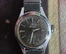 Vintage 1970s Nivada Swiss Manual-Wind Ladies Dress Watch, Stardust Dial, Running Fine