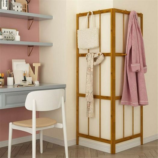 Bamboo Coat and Hat Rack Solid Wood Combination Stand Angularly Foldable Coat Rack Free-standing
