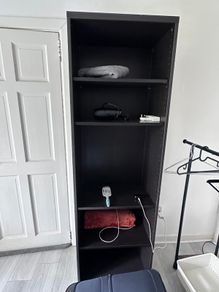 Black shelving unit
