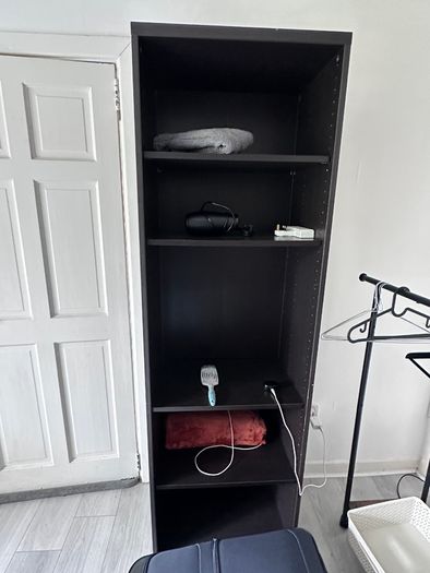 Black shelving unit