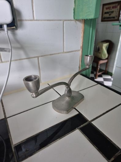 Just Anderson Danish  1930s Vintage art deco pewter candlebra