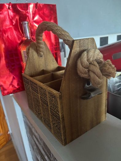 Rustic Wooden Six pack beer drink carrier