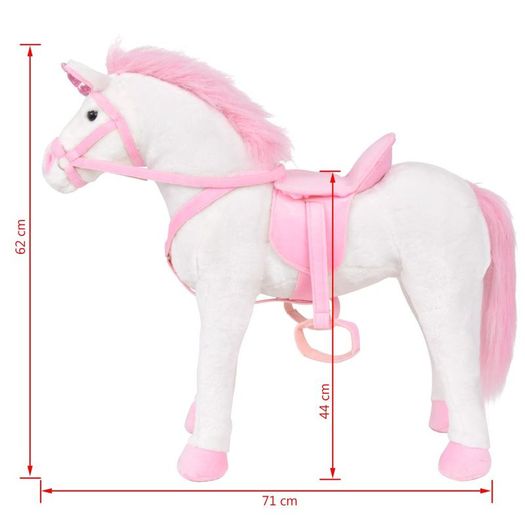 Standing Plush Toy Unicorn White and Pink XXL
