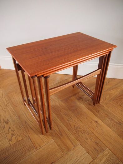 Danish Mid Century Modern Teak Nest Of Tables / B.C. Mobler, Vejle, Denmark, Vintage 1960s
