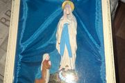 Antique Mid Century Catholic Altar Shadow Box Our Lady of Lourdes &amp; St. Bernadette Postage available or Collection