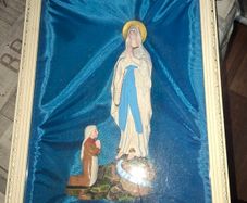 Antique Mid Century Catholic Altar Shadow Box Our Lady of Lourdes & St. Bernadette Postage available or Collection