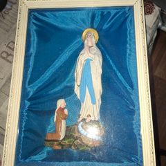 Antique Mid Century Catholic Altar Shadow Box Our Lady of Lourdes & St. Bernadette Postage available or Collection