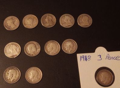 UK Three Pence Silver Coins (individually priced)