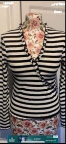 top bnwt Mangi black & white stripe wrap effect organic cotton top medium