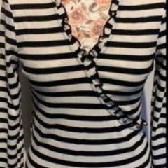 top bnwt Mangi black & white stripe wrap effect organic cotton top medium