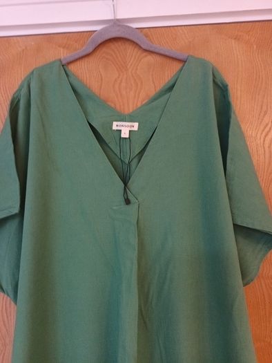 Monsoon  Green Dress. S. L- 1416. With Self Tie Belt.  New - No Paper Tag.