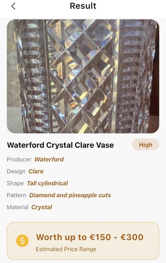 Waterford Crystal Clare Cut 8" Vase, mid 1950s.