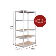 180 x 90 x 60cm 5 Layer Fully Adjustable Shelving Shelves Racking