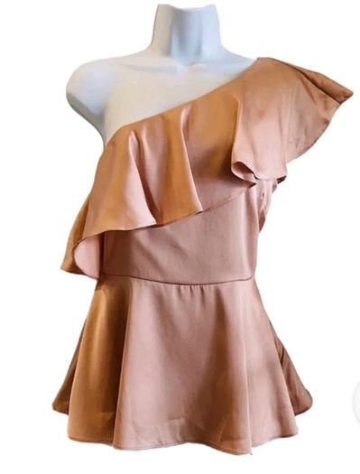 H&M Navy one-shoulder satin top