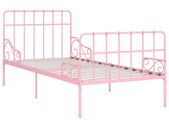 Bed Frame with Slatted Base Pink Metal 100x200 cm