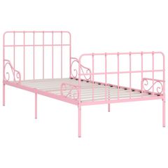 Bed Frame with Slatted Base Pink Metal 100x200 cm
