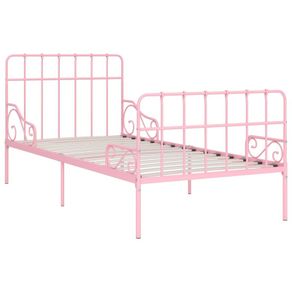 Bed Frame with Slatted Base Pink Metal 100x200 cm